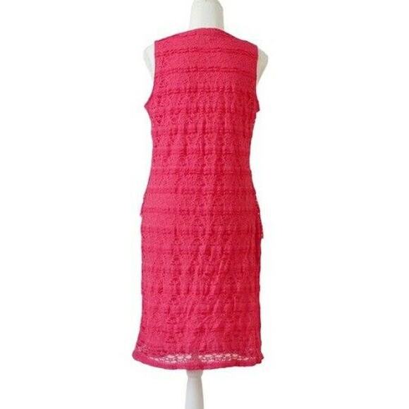 Michael Edwards - FUCHSIA LACE DRESS - Size L - Picture 2 of 5